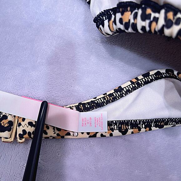 VICTORIAS SECRET Swim Adjustable Bralette Bikini Top Brown Leopard Women Large - Picture 5 of 5